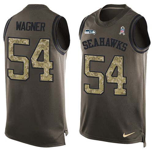 Men's Limited Bobby Wagner Nike Jersey Green - #54 Salute to Service Tank Top NFL Seattle Seahawks